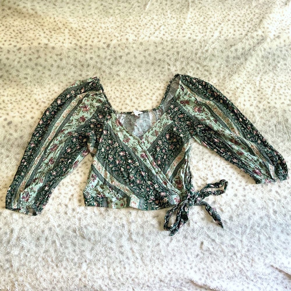 Printed Wrap Crop Top